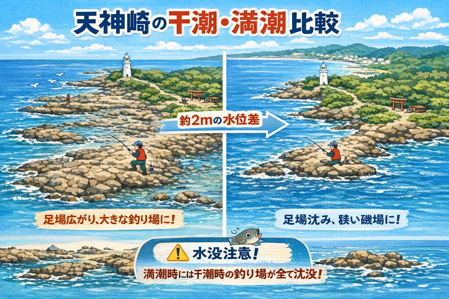 南紀は大潮で潮位差2mある。釣太郎