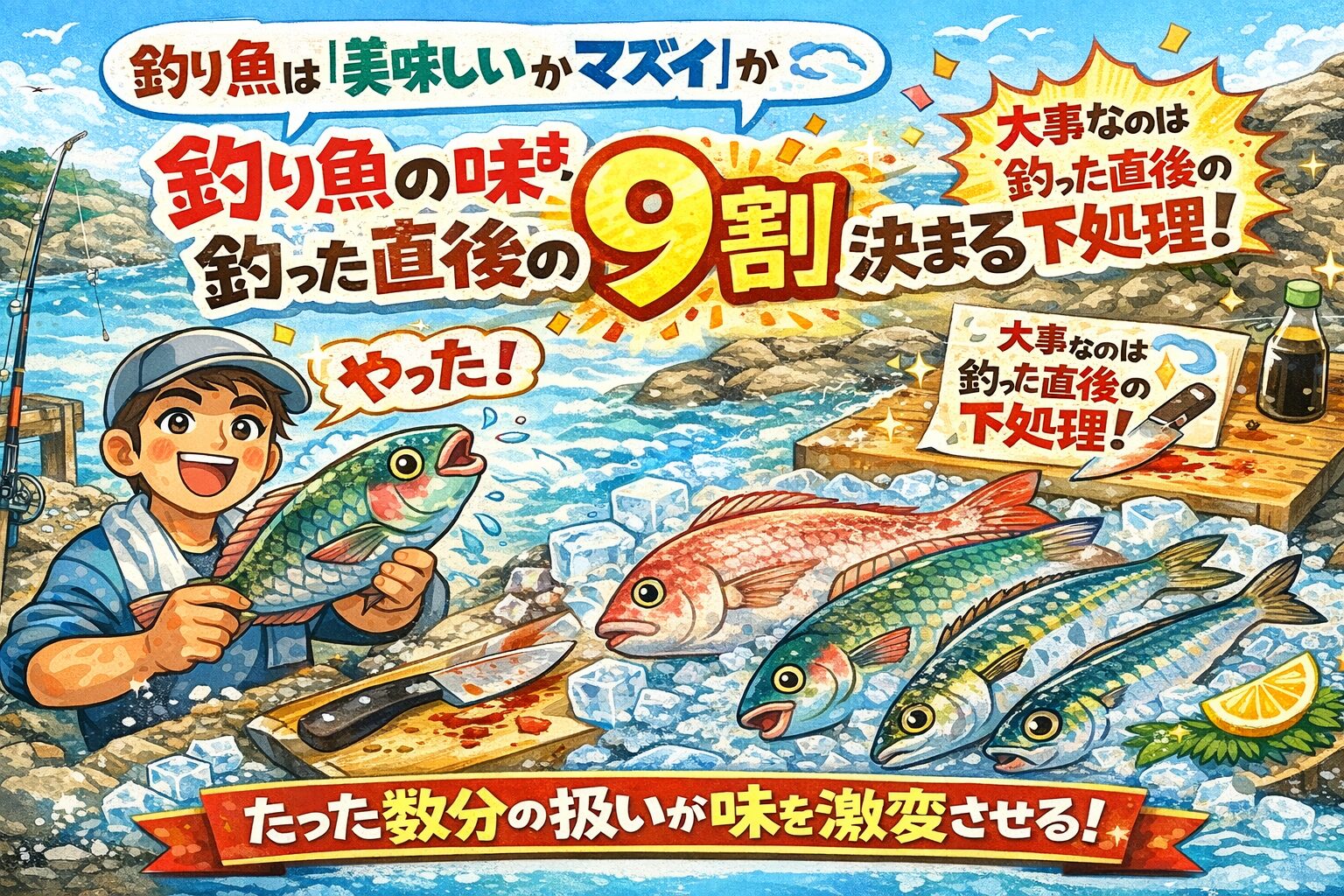 釣り上げた直後の たった数分の処理で 魚の評価は9割決まります。魚を知るとは 魚を釣ることではなく 魚をどう扱うかを知ること。釣太郎
