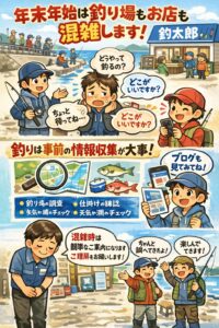 年末の限られた人員と時間の中で、できる限り多くの方に公平で安全なサービスを、提供したいと考えています。ご了承ください。釣太郎