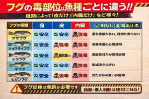 フグは「知っているつもり」が一番危険。フグの毒性は、魚種ごと、部位ごと、個体ごと、すべてが異なります。釣太郎