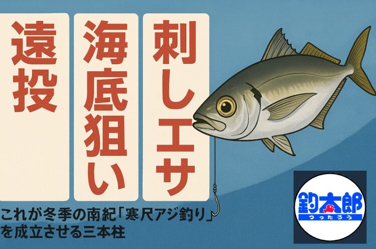 遠投、海底狙い、刺しエサ。これが冬季の南紀寒尺アジ釣りのポイント。釣太郎