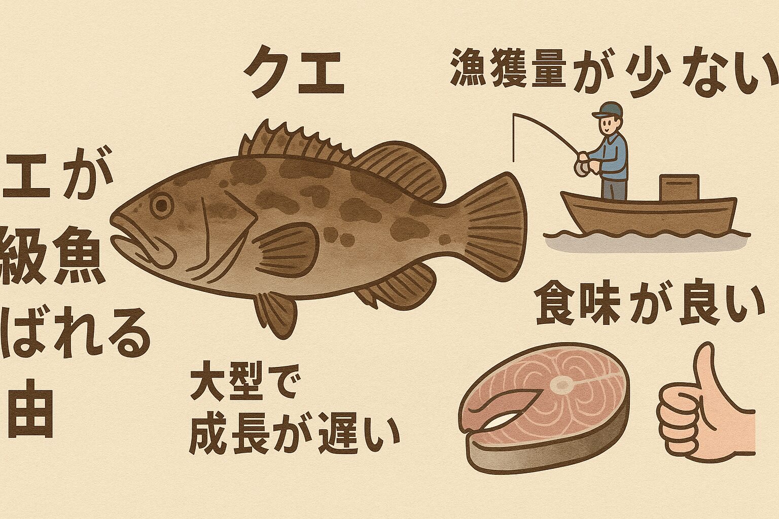 クエが幻の高級魚と呼ばれる理由は、以下の3つに集約されます。 天然物の漁獲量が少ない「希少性」・圧倒的な美味しさと「料理の幅広さ」・高額取引される「経済的価値」釣太郎