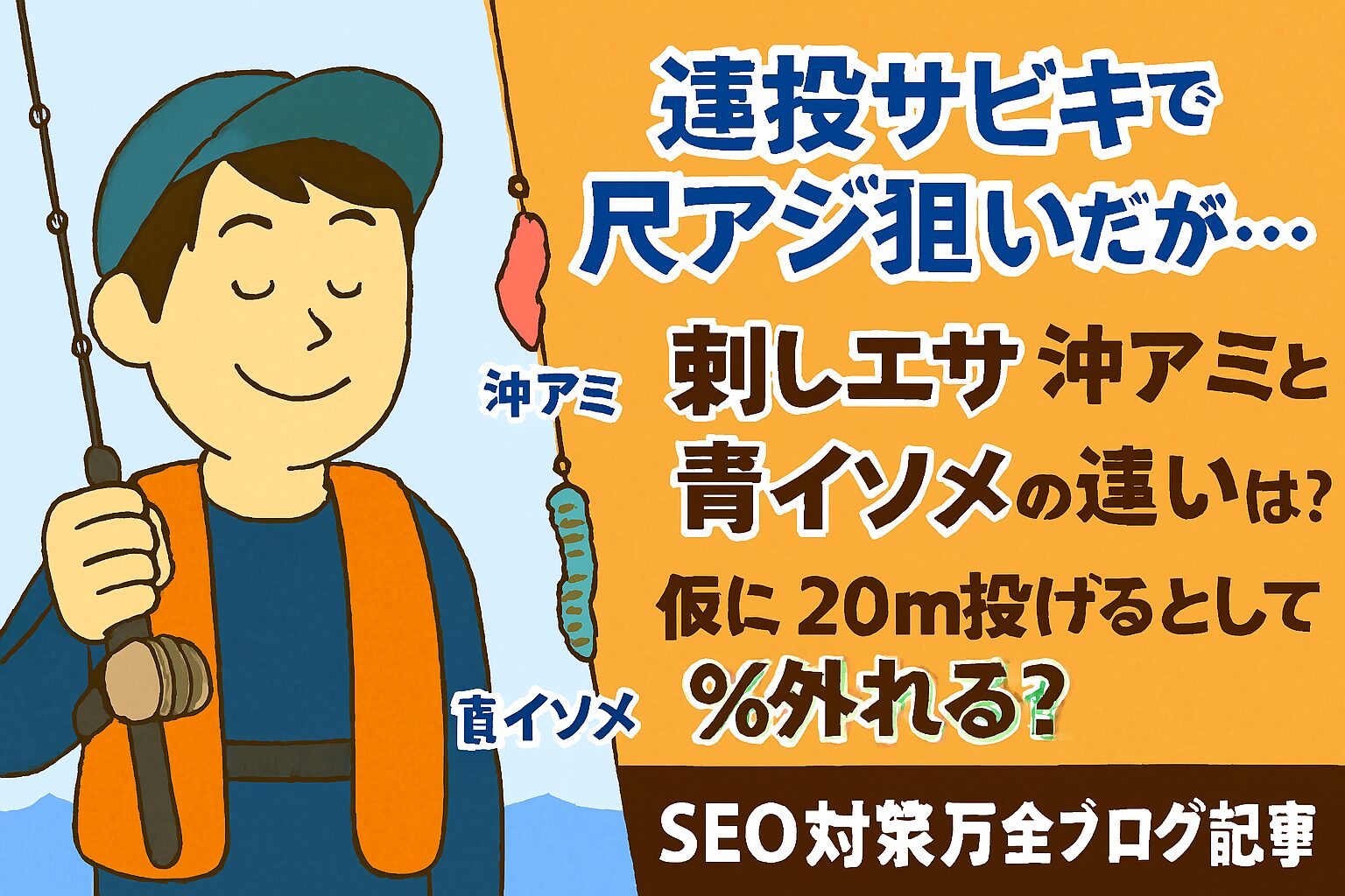 冬の南紀、防波堤から狙える30cmオーバーの寒尺アジ。遠投サビキで底層を狙う際、刺しエサの選択と付け方が釣果に直結します。釣太郎