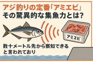アジは嗅覚が非常に優れており、アミエビのニオイを数十メートル先から察知して寄ってくるとされています。釣太郎