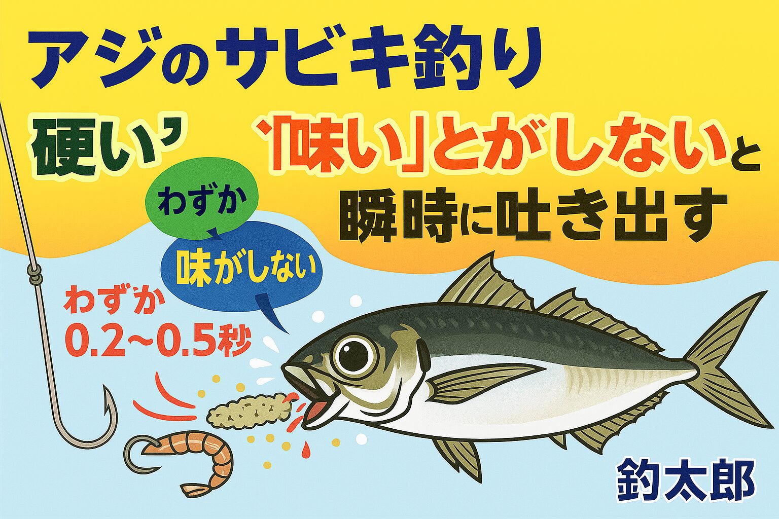 アジは疑似餌を口にしても 0.2〜0.5秒で「硬い」「味がしない」と判断し吐き出す魚。サビキ釣り基礎知識。釣太郎