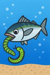 南紀の波止寒尺アジ釣りで釣果を伸ばすなら、刺しエサに青イソメは必須。釣太郎