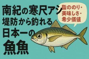 堤防から釣れる魚の中で、脂ののり、美味しさ、希少価値すべてにおいて 南紀の寒尺アジは日本一。釣太郎