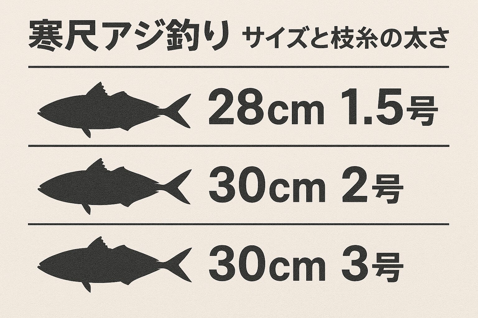 南紀の尺アジ狙いなら、枝糸（ハリス）は2号が基本。夜釣りなら太さはデメリットになりにくい。釣太郎
