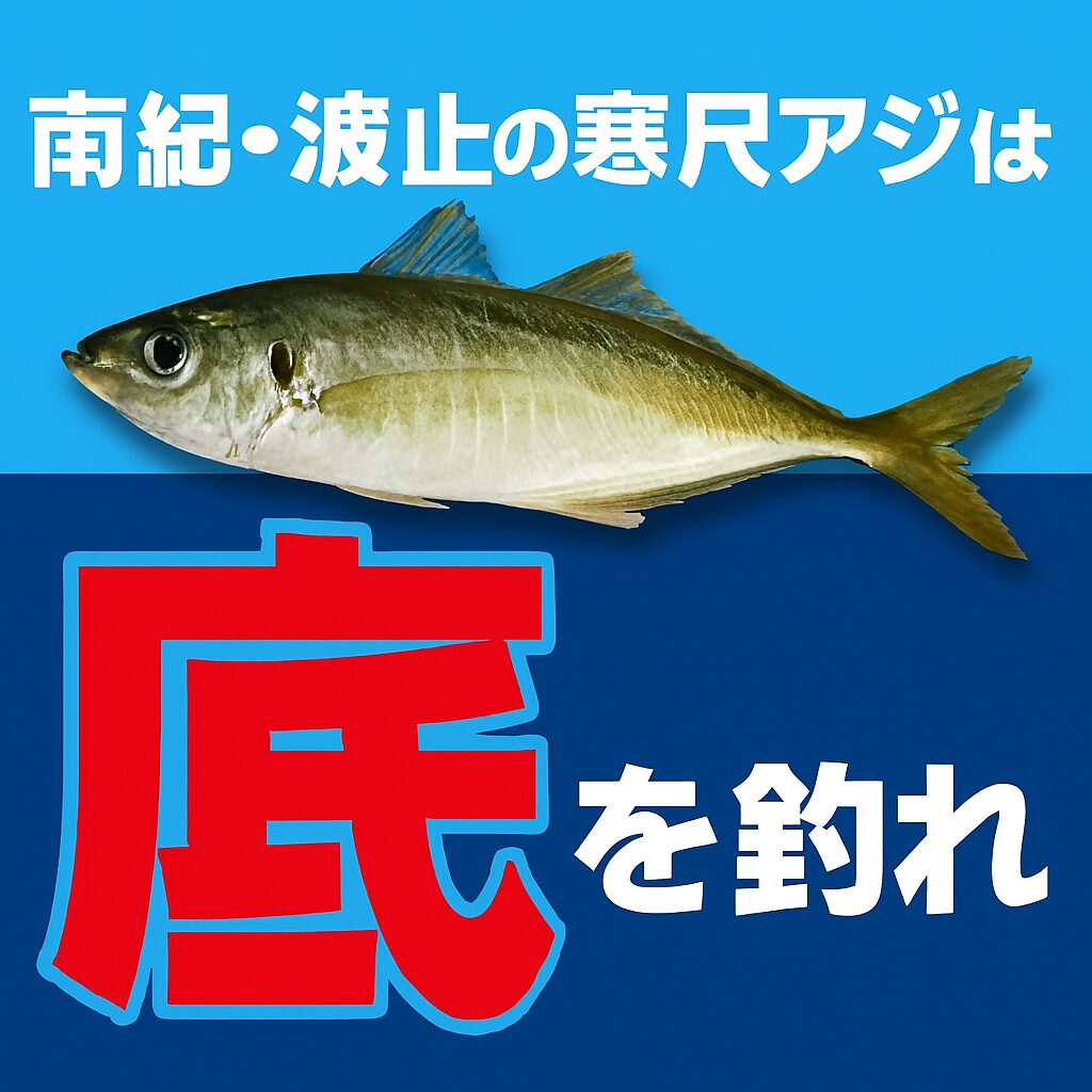 南紀の寒尺アジは“底を釣れる人だけが勝つ”大型は海底に張り付く。ぶっこみサビキ or ライトカゴで底を攻める。サシエサは青イソメ。釣太郎 ハリスは最低2号。釣太郎