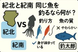 紀北と紀南、同じ魚でも“釣り方・味・体験”が違う。地形・潮流・水温が違う。釣法・サイズ・魚質が違う。食べ方・保存方法も違う 釣り人のスタイルも違う。釣太郎
