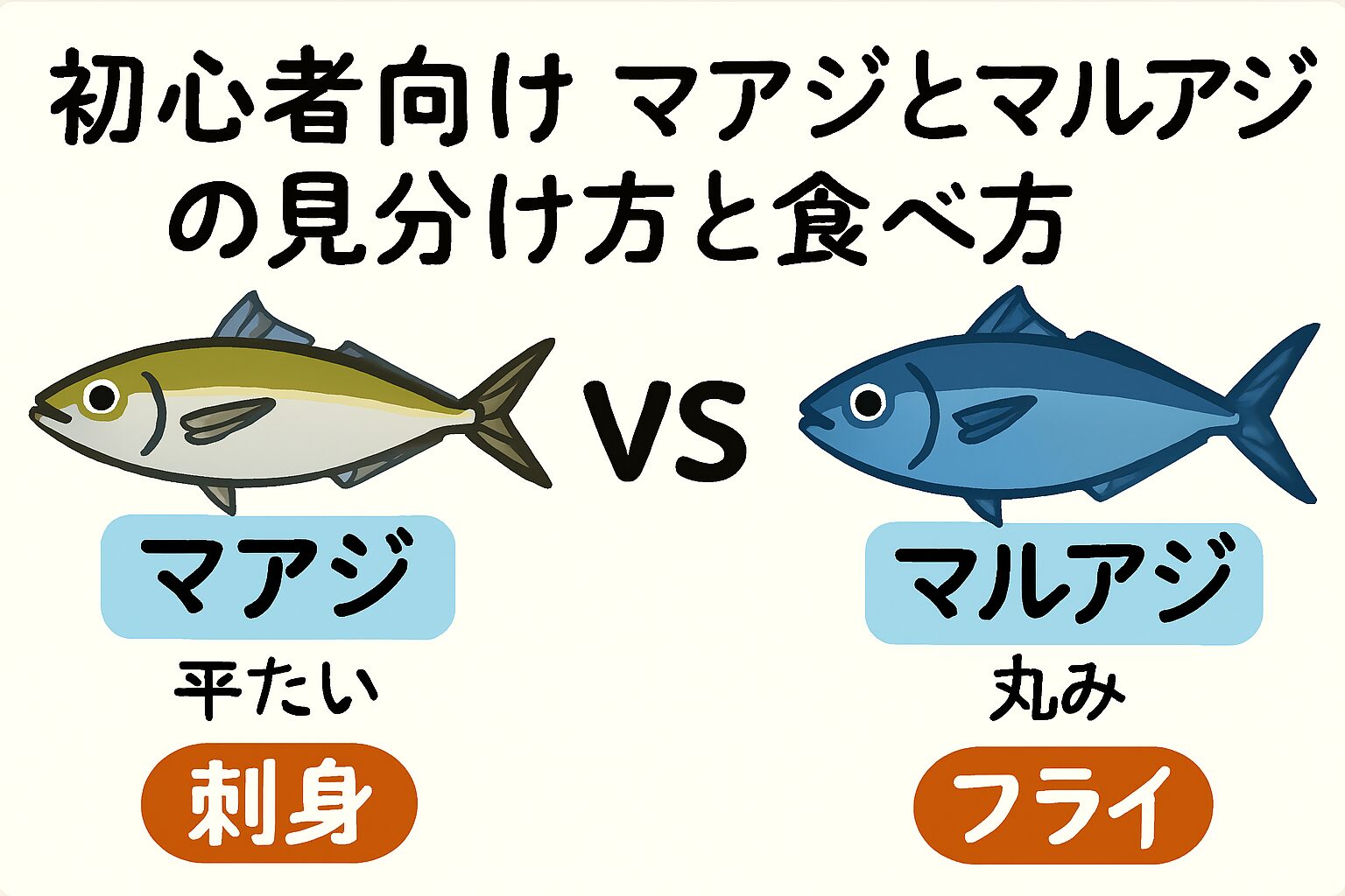 サビキ釣りで釣れるアジは「マアジ」と「マルアジ」の2種類。見分け方は「尾びれの小さなヒレ」でOK。身質が違うから、料理方法も変えるべき.釣太郎