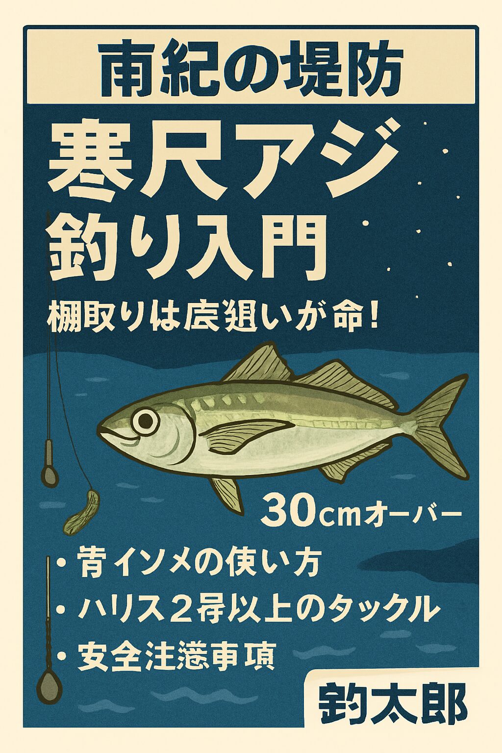 南紀堤防 寒尺アジ釣りの鍵は棚取り（底の底）、青イソメ最強、ハリス2号以上。これで初心者でも尺アジ連発！釣太郎