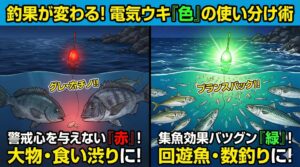 電気ウキの光は、魚に見えています。 それは便利な道具であると同時に、使い方を間違えれば魚を散らしてしまう「諸刃の剣」釣太郎