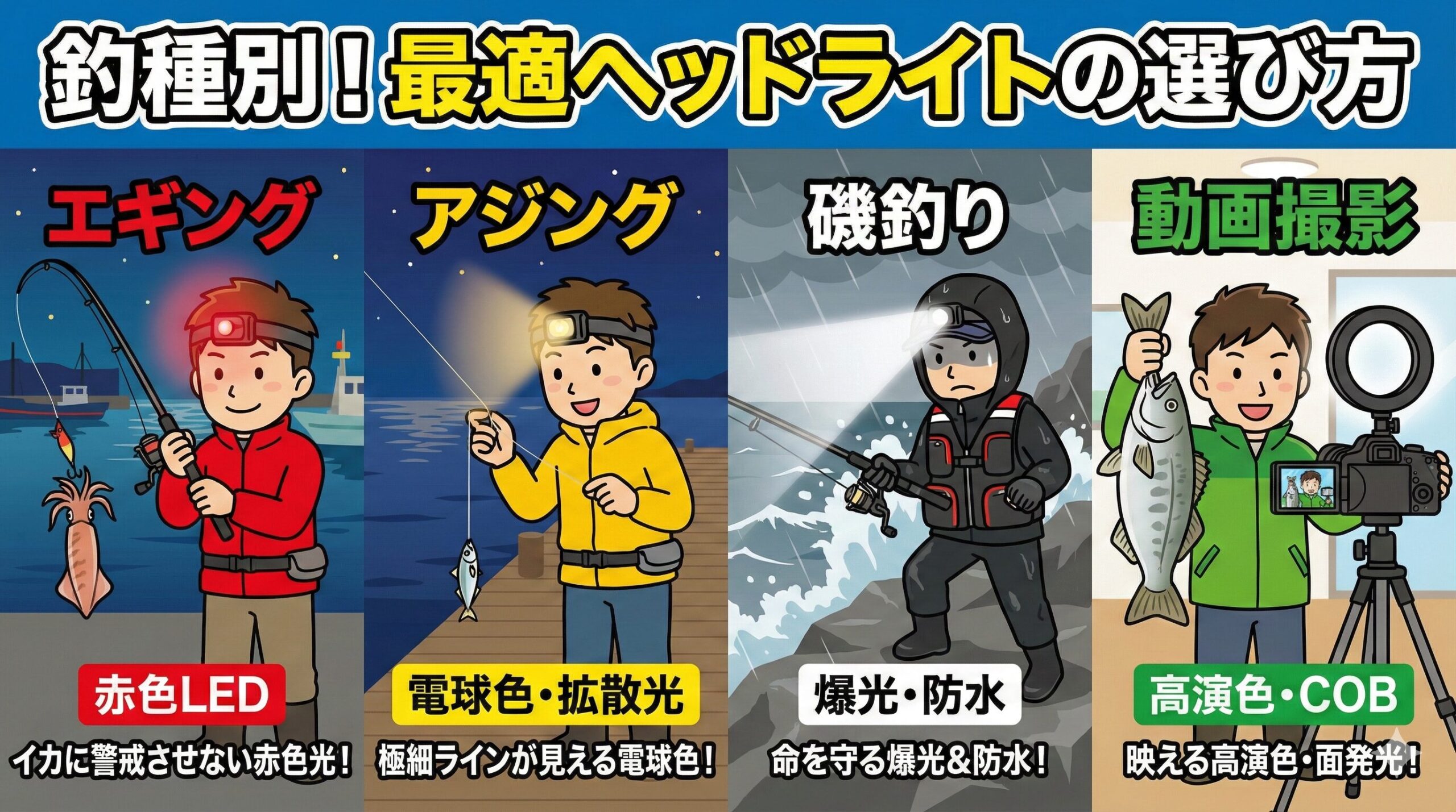 【アジ釣り】集魚灯の色は「グリーン」か「イエロー」か？南紀で尺アジを狙うための夜釣り攻略法.釣太郎