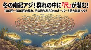 冬の南紀のアジ釣りは、数釣りの中に潜む「一発大物」のロマンがあります。釣太郎