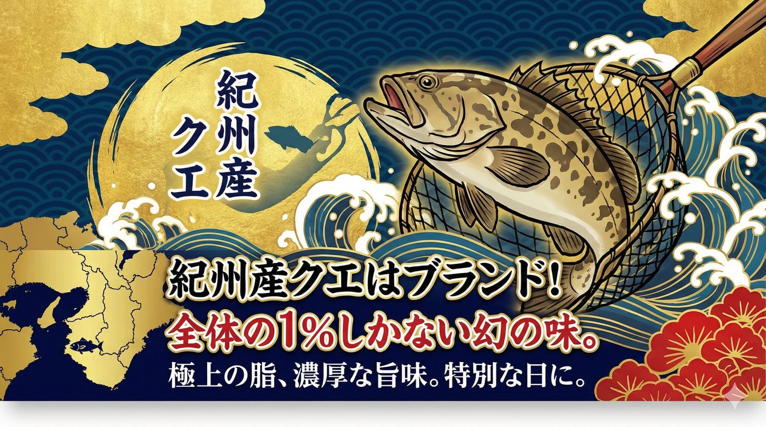 養殖クエは全体の約30〜40％を占めるまでに成長しており、紀州産天然ものは１％程度。釣太郎