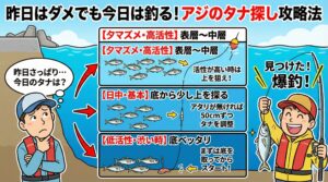 【アジ釣り】昨日はボウズで一昨日は爆釣…なぜ？激しい「日ムラ」を攻略して今日こそ釣るためのヒント.釣太郎
