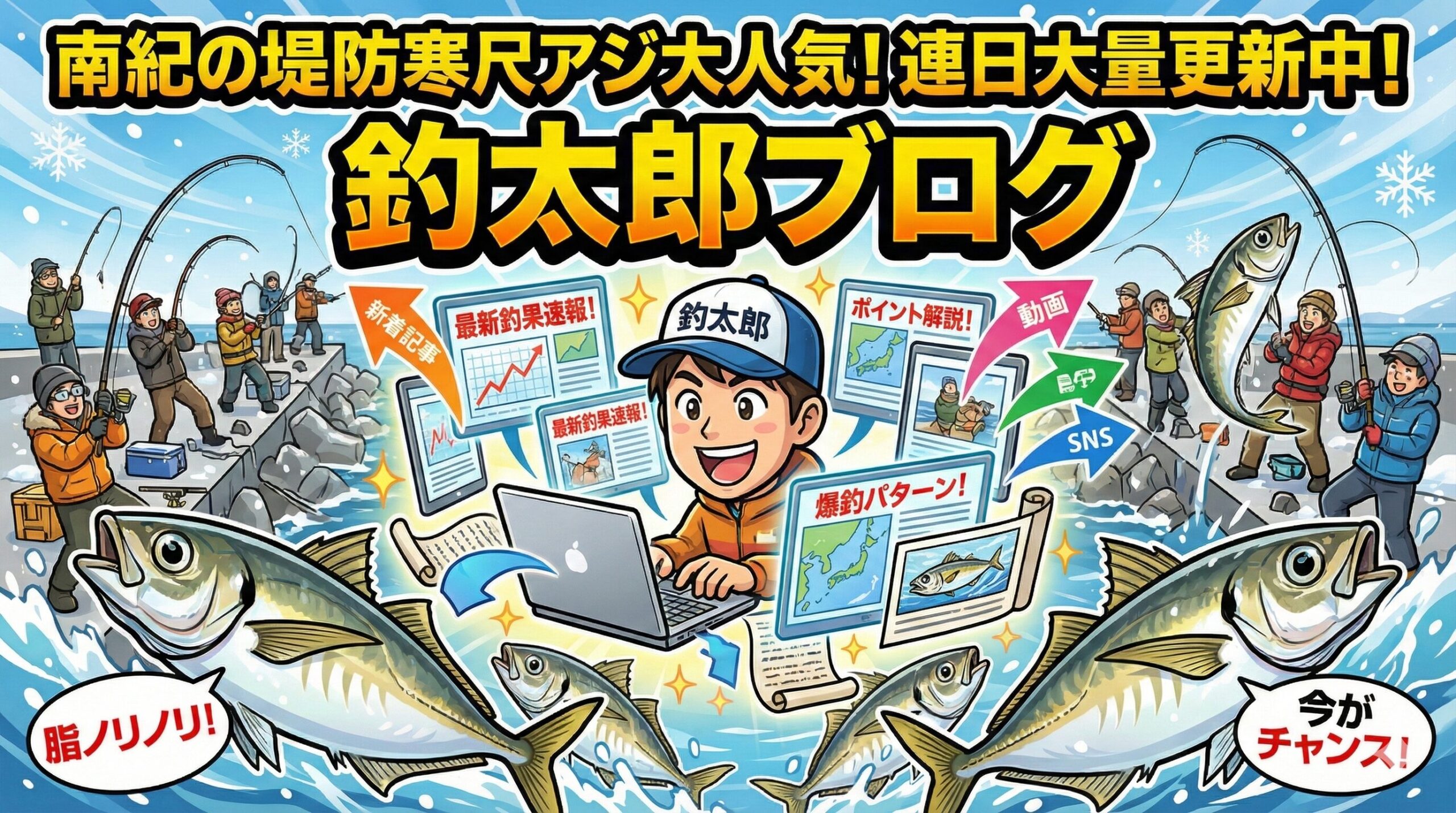 南紀の堤防が今、異常事態！？「寒の尺アジ」爆釣につき、関連ブログ情報を連日大量更新中！釣太郎