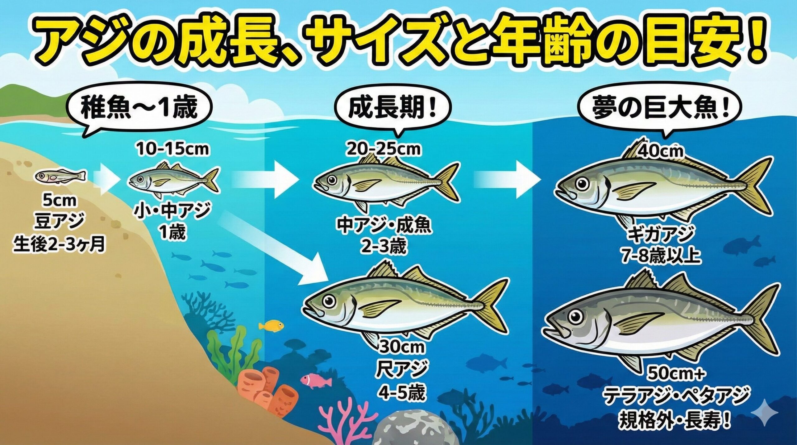 「たかがアジ、されどアジ」。 30cmという定規の長さを超える魚体を手にした時の震えるような感動は、釣り人だけの特権。釣太郎