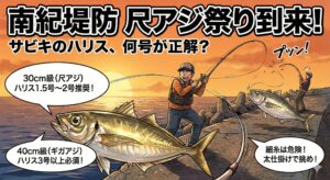 南紀の尺アジ狙いにおいては「太すぎて食わない」ことより「細すぎて切られる」ことのほうが圧倒的な損失。釣太郎