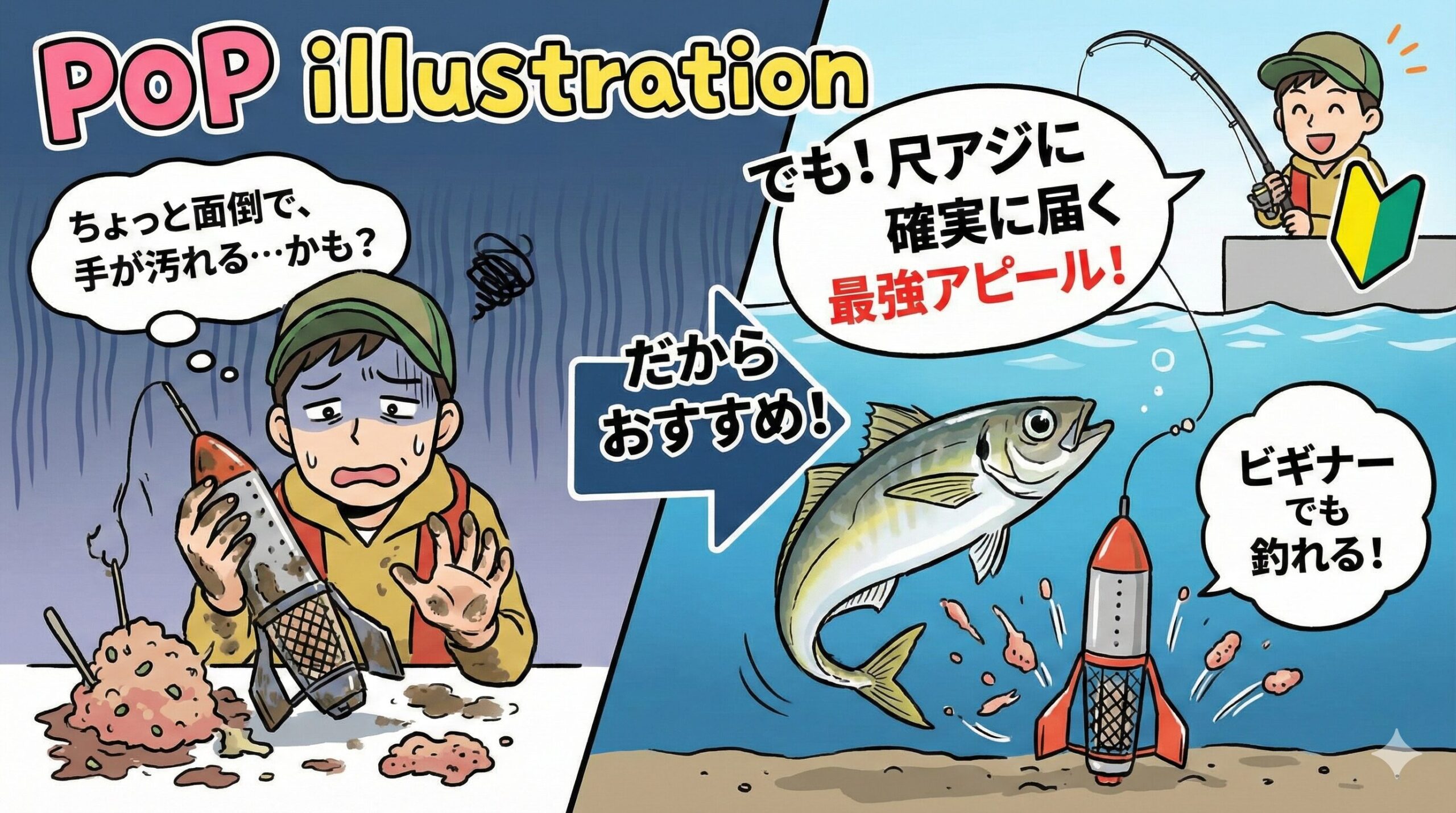 「タナ取り」や「コマセワーク」が難しいと感じる初心者の方にこそ、ロケットカゴはおすすめ。釣太郎