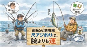 南紀の寒尺アジ釣りは、運の要素が強い釣りです。 しかし、万全の仕掛けと「刺しエサ」という武器を用意していれば、確率は格段に上がります。釣太郎