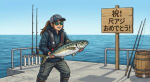 尺アジ釣ったらお持ち込み下さい。サイズ計れます。クーポン券も。釣太郎