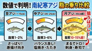 30cmを超えた南紀の寒アジは、トロアジとも呼ばれるほど脂がのっている。釣太郎