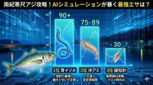 冬の南紀、寒風に耐えながら狙う価値のある「寒尺アジ」。 AIシミュレーションは、夜釣りにおける「青イソメ」の圧倒的なポテンシャルを証明。釣太郎