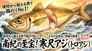 全国の堤防を探しても、南紀の寒尺アジまでに「脂」と「旨味」に特化した魚を、陸っぱりから狙える場所はない。釣太郎