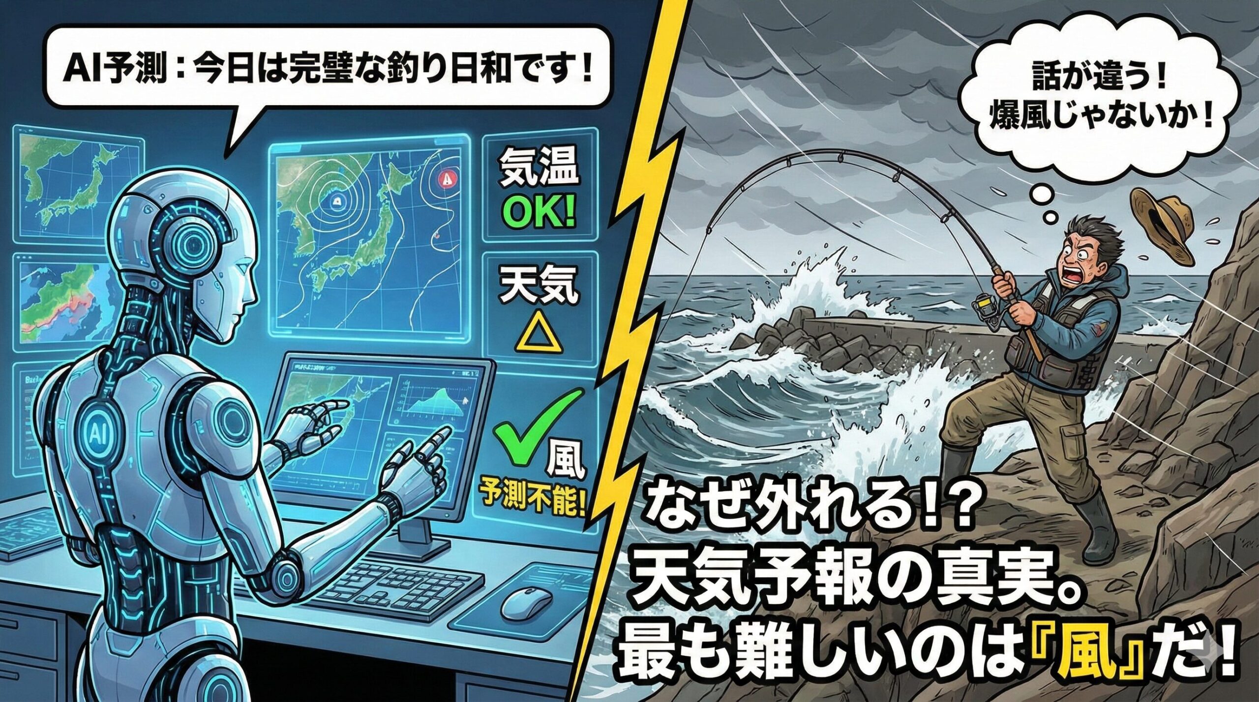 天気予報は気温は信じてOK、雨はレーダーで直前確認、そして「風予報は話半分に聞く」釣太郎