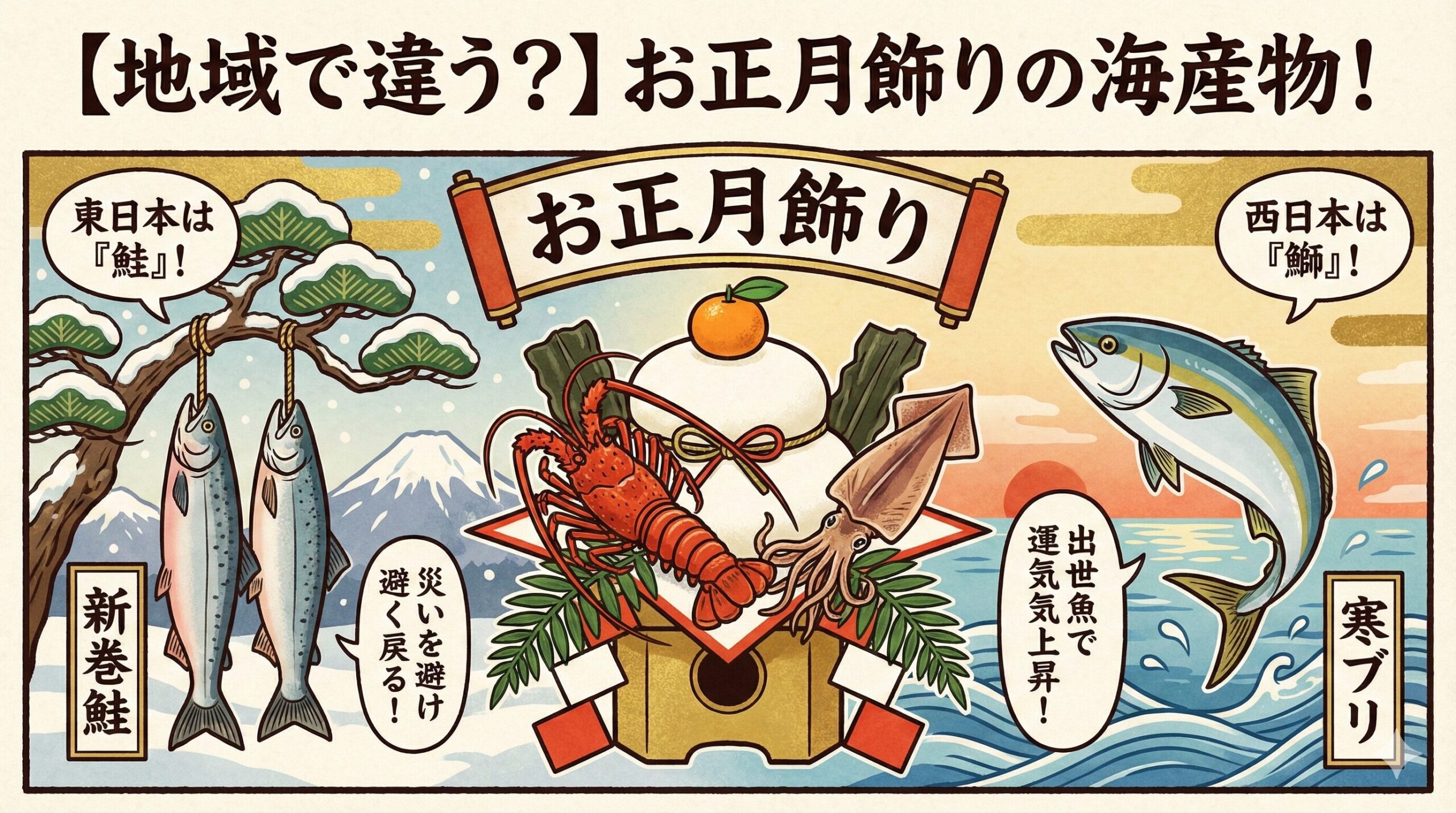 お正月の飾りに使われる海産物には、単なる装飾以上の深い意味が込められています。釣太郎