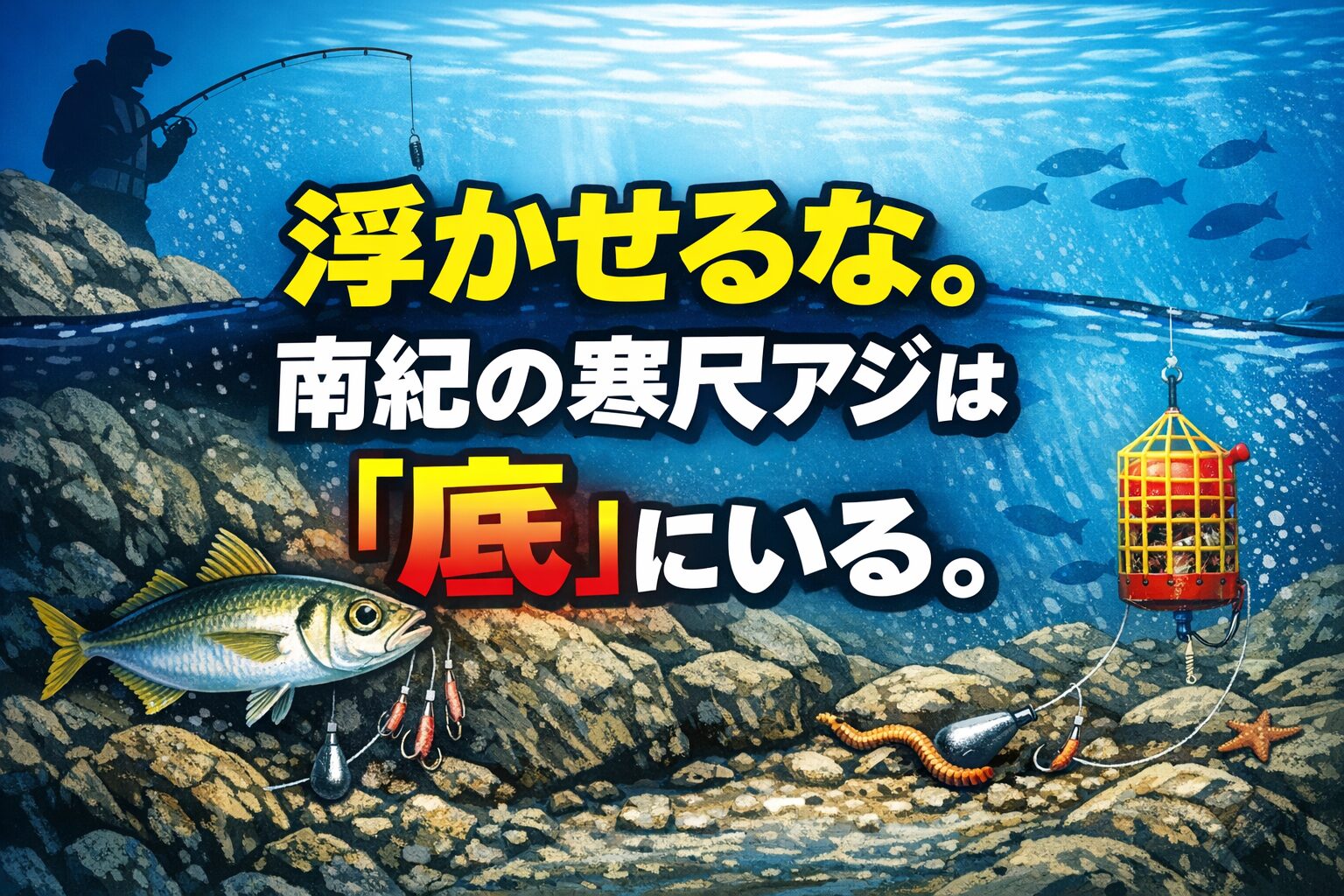 南紀の冬季大型アジ釣りは、尺アジは底の底にいる。攻めるのは海底。釣太郎
