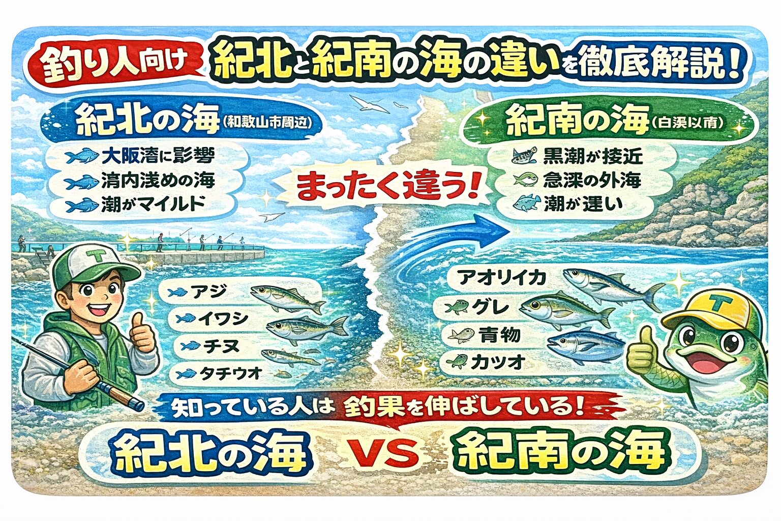 紀北と紀南、同じ和歌山。しかし海の性質・水質・魚種・釣り方 すべてが違います。釣太郎