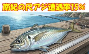 尺アジは群れの約1％ ・群れの真ん中にいない・冬は底の底にいる ・浮かせると対象が変わる・15％は構造的な数字。釣太郎