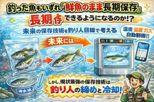 釣った魚も、いずれ「鮮魚のまま長期保存」できるようになるのか？魚が劣化する原因は、大きく分けて3つ。自己消化、細菌の増殖、酸化。釣太郎