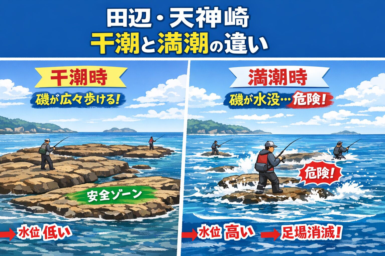 南紀の磯は「潮位」を最優先で考える。磯釣りでは・風・波よりも まず潮位を見る。これが基本。釣太郎