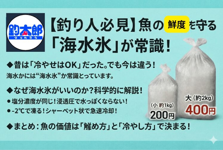 【釣り人必見】魚の鮮度を守るなら「海水氷」が常識！釣太郎オリジナル海水氷のススメ。釣太郎