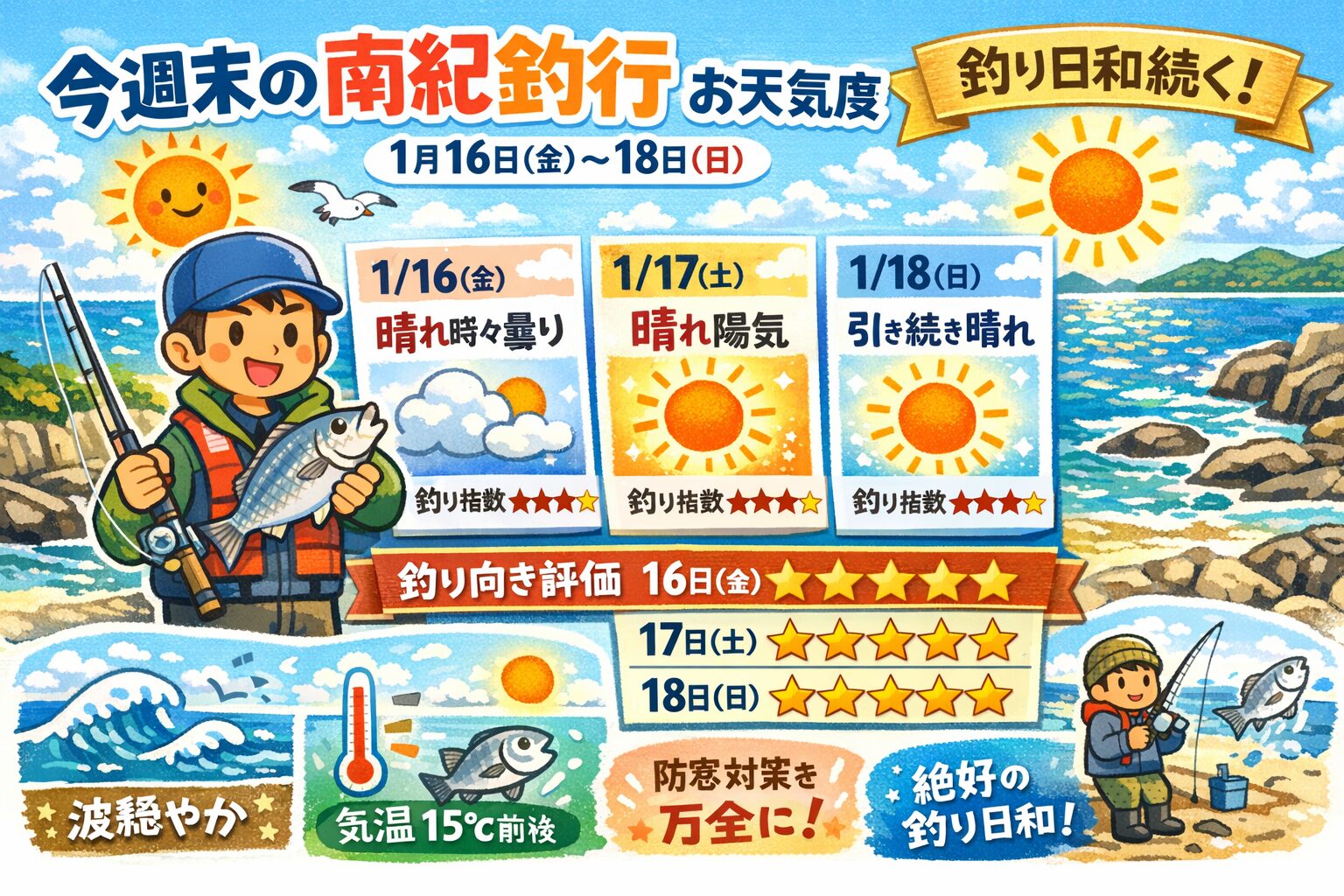 今週末の南紀（和歌山・南紀エリア）お天気度指数｜釣行ブログ向けSEO完全版。釣太郎