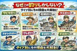 人は満足度の高い釣りに収束する ・釣りジャンルは欲求の表れ ・「これしかしない」は正常 ・自分に合う釣りが一番楽しい。釣太郎