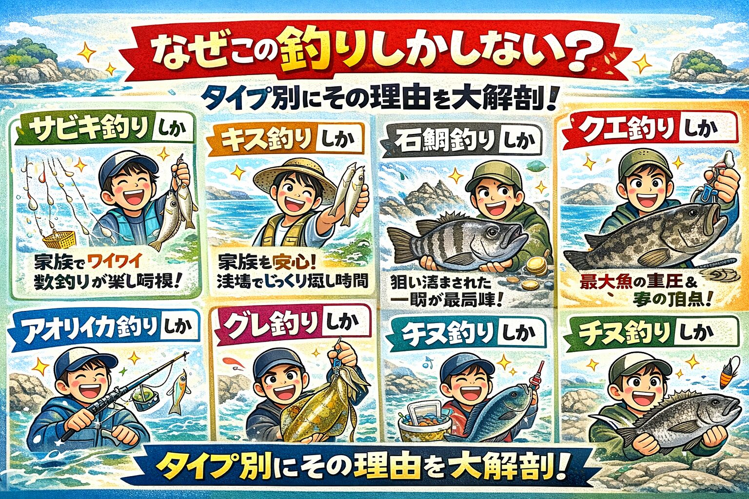 人は満足度の高い釣りに収束する ・釣りジャンルは欲求の表れ ・「これしかしない」は正常 ・自分に合う釣りが一番楽しい。釣太郎