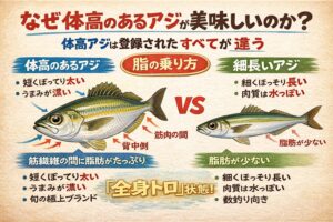 体高のあるアジは ・環境・生き方・筋肉構造。すべてが噛み合った完成形です。釣太郎