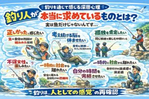 釣り人が釣りを通じて本当に求めているものは、正しかったと感じたい。考え続ける脳を休めたい。孤独を肯定したい。不確実性を楽しみたい。一時的に社会から離れたい。自分の時間を完結させたい。釣太郎