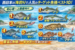 西日本は全国屈指の魚影と魚種・アジ、チヌ、アオリイカが三大人気・初心者〜上級者まで対応可能.釣太郎