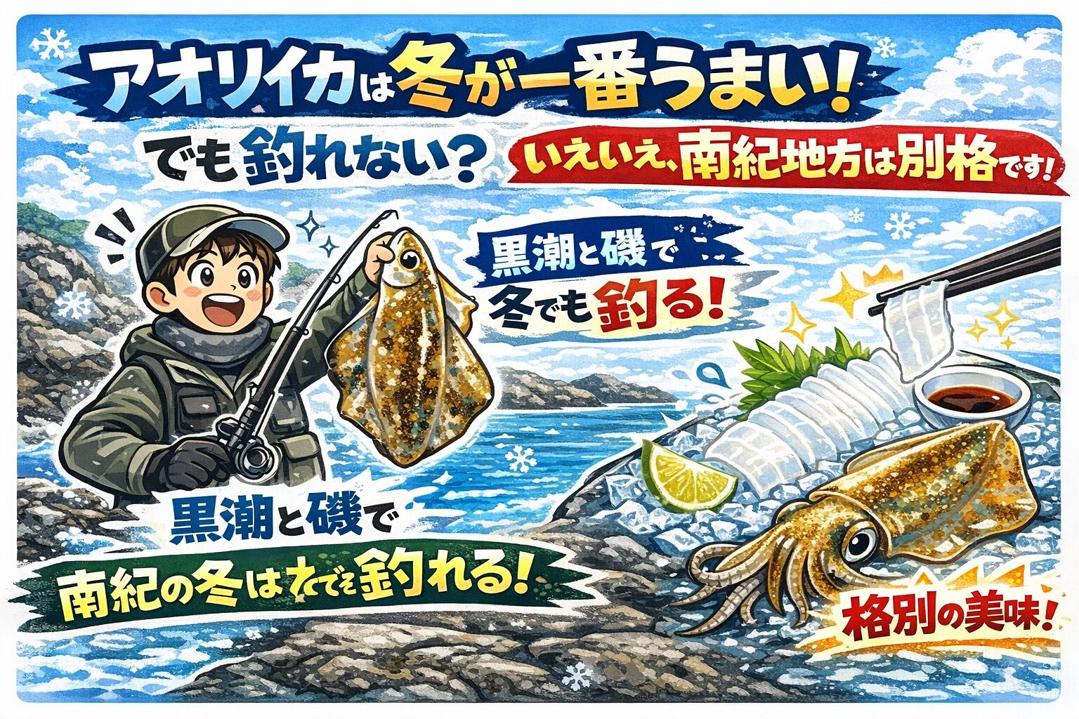 冬はアオリイカの旬。 そして南紀は、その旬を「釣り」で味わえる数少ない地域です。釣太郎