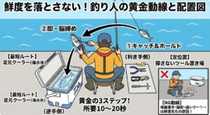 鮮度を決めるのは「腕」より「動線」！釣った瞬間から迷わない、プロの配置とアクション。釣太郎