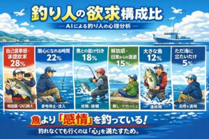 釣り人が欲しいのは魚ではない・最も大きいのは自己重要感・次に無心になれる時間 ・魚は感情を引き出す装置。釣太郎