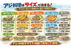 アジは最もコスパが高く、最も美味しく最も万能な魚。アジは料理人の腕よりサイズ選びが9割 の魚。釣太郎