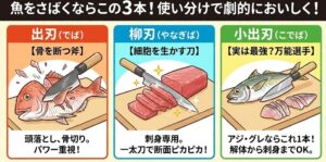 【包丁の基本】出刃と柳刃、どっちが必要？実は「小出刃」一本でなんとかなる。釣太郎