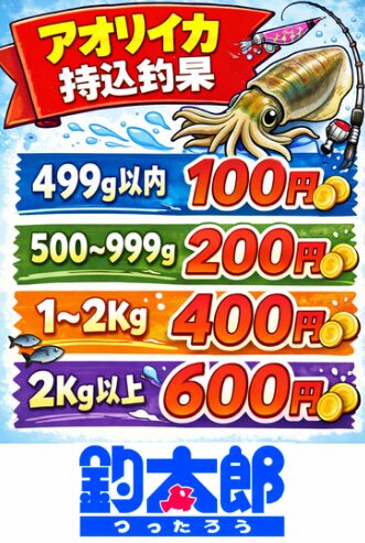 【アオリイカ釣果募集】釣ったら釣太郎へ！サイズに応じて最大600円還元キャンペーン実施中